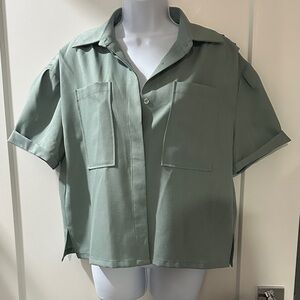 Stylish Women's Green Button-Up Blouse